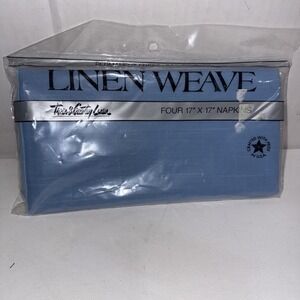 VTG Town & Country linen four cloth napkins 17 x 17 Light Blue 1983